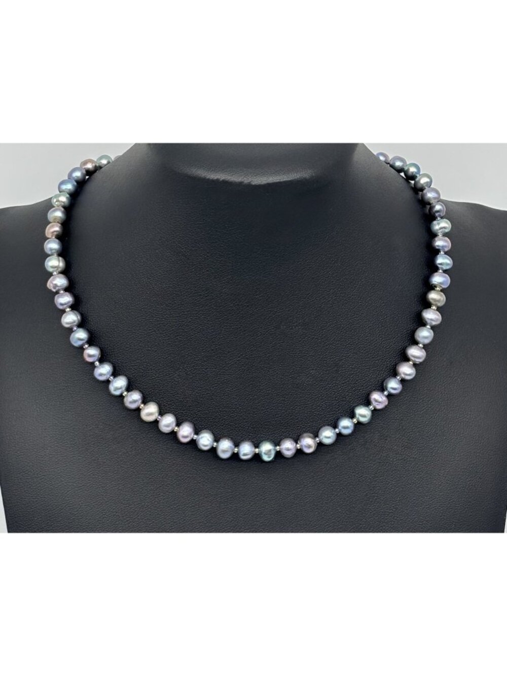 Artisan-Made Single Strand Freshwater Pearl Necklace Beaded Toggle Clasp 16-1/2"